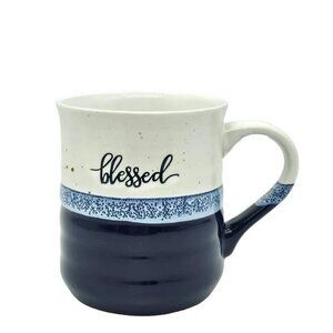Dowan Dining Coffee Mug Blessed 20 oz Blue Farmhouse Cottage Country Pottery
